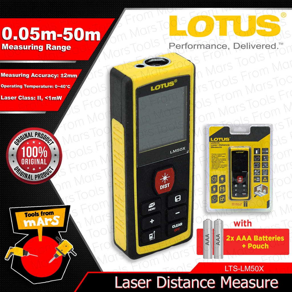 LOTUS Laser Distance Detector Measure 50M Laser Distance Meter Digital