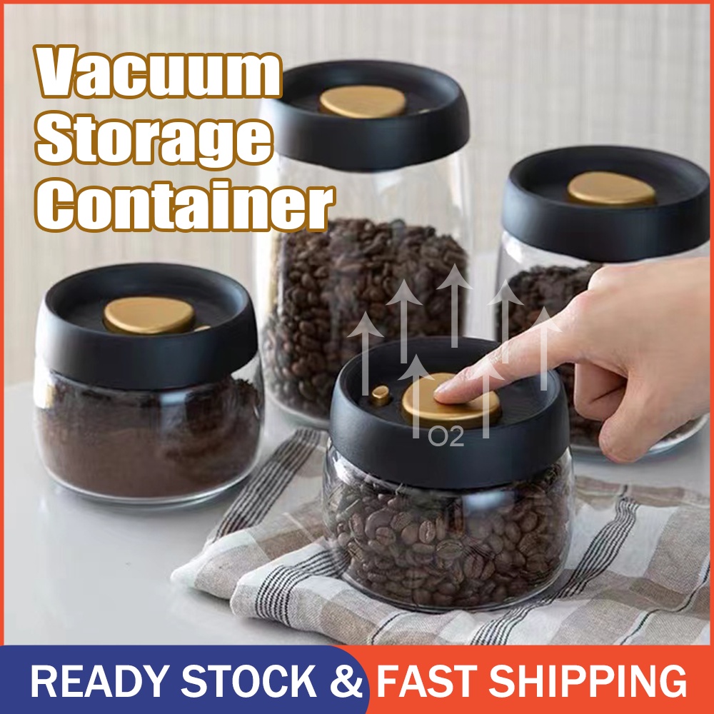 Coffee Bean Vacuum Storage Jars Glass Kitchen Food Storage Sealed Jars
