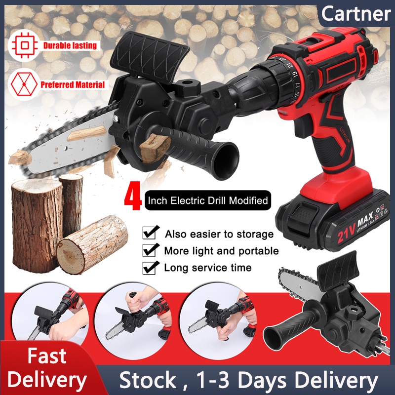 4inch Electric Drill Modified To Electric Chainsaw Tool Attachment