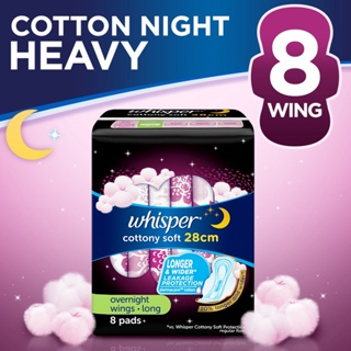WHISPER, Cottony Clean Heavy Flow / X-Long Overnight Wings 4 Pads