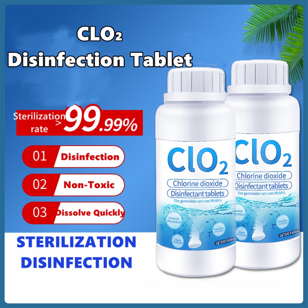 100Pcs Healthy Chlorine Dioxide ClO2 Tablet Anti-Bacterial Disinfection ...