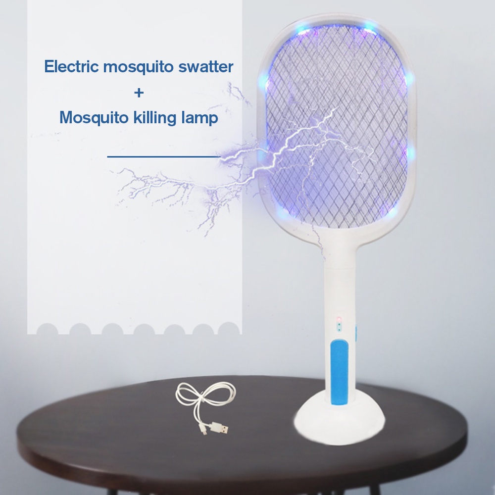 USB 3000V Electric Flies Swatter Killer with UV Light Rechargeable LED ...