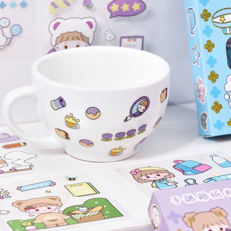 MOMO Cute Cartoon Transparent 100 Pieces Decorative Stickers for Kids ...