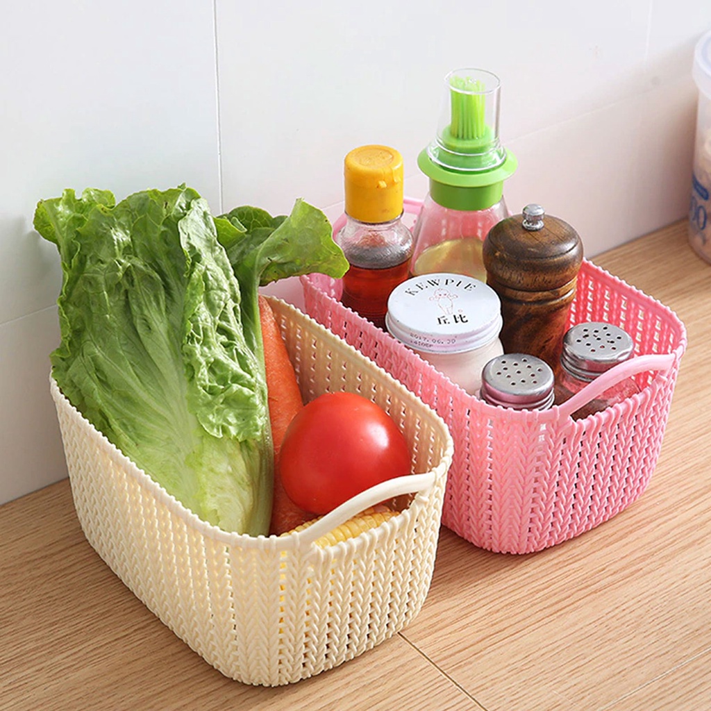Multipurpose Plastic Rattan Storage Basket (Color may vary) avinas ...