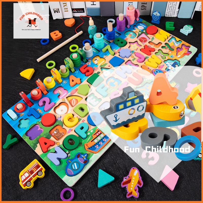 FUNC Montessori Educational Toys 3D Wooden Puzzle Board Early Learning ...