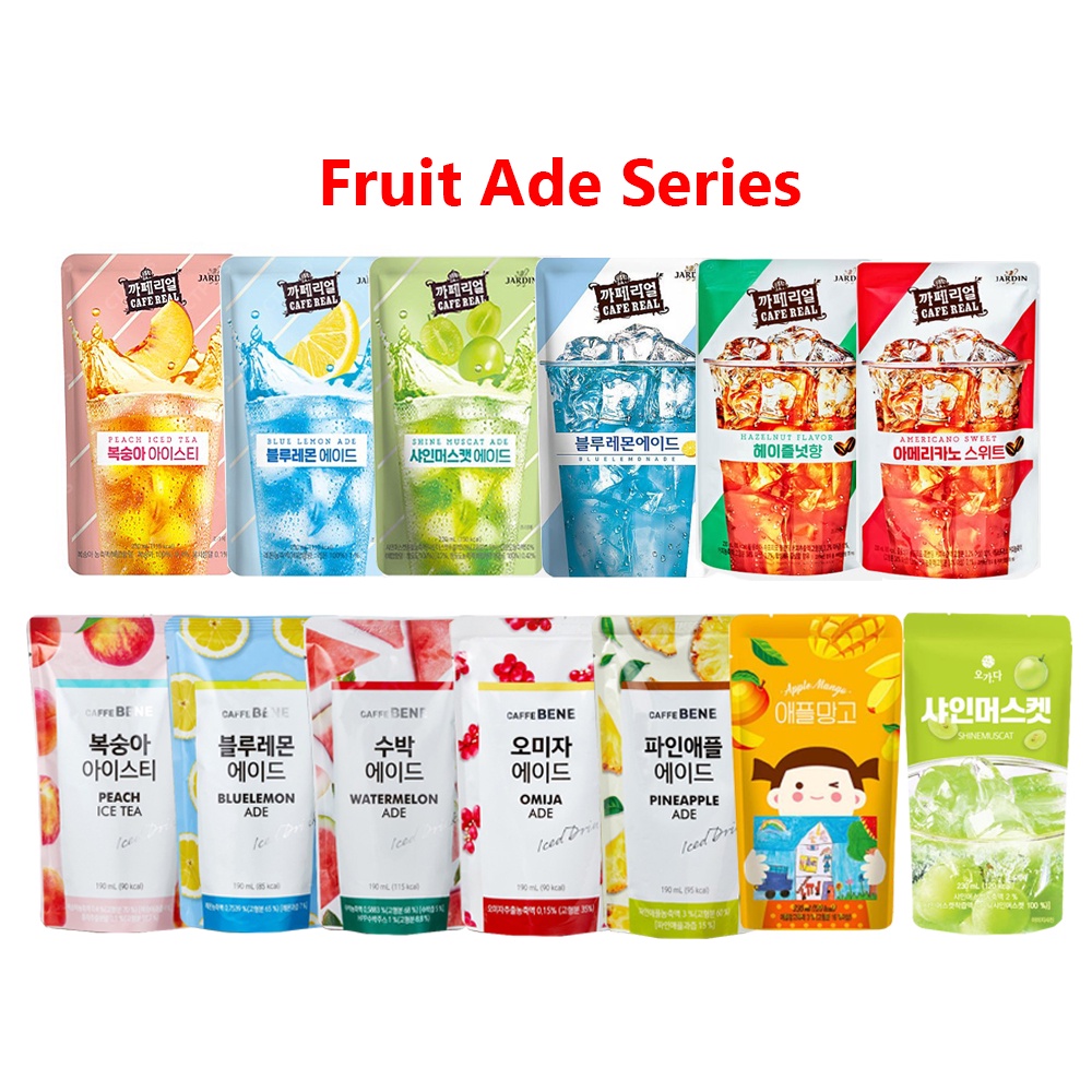 Korean Pouch Drinks Fruit Tea Ade 170ml/190ml/230ml Korean Drinks