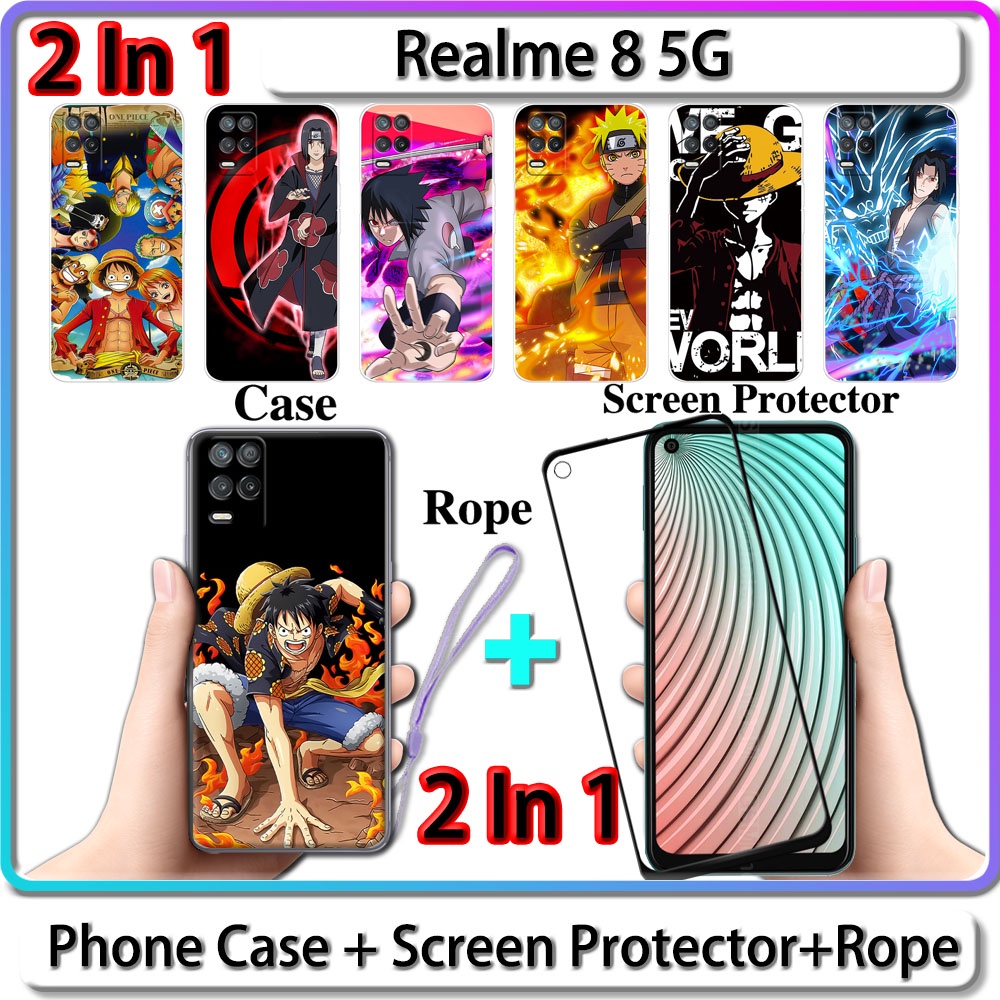2 In 1 Case Realme 8 5g Case With Tempered Glass Curved Ceramic Screen 