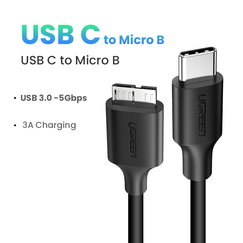 Ugreen USB C to Micro B Cable 5Gbps 3A Fast Data Sync Cord For Macbook  Hard Drive Disk HDD SSD Case USB Type C Micro B Cable