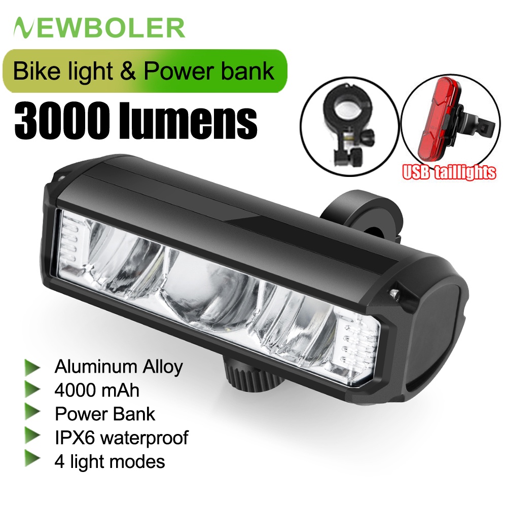 NEWBOLER 3000 Lumens Bicycle Light Set USB Rechargeable Bike Headlight
