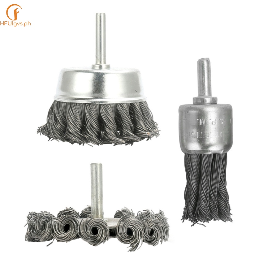 3PCS Steel Rotary Joint Knot Flat Wire Wheel Cup Brush Disk Rust