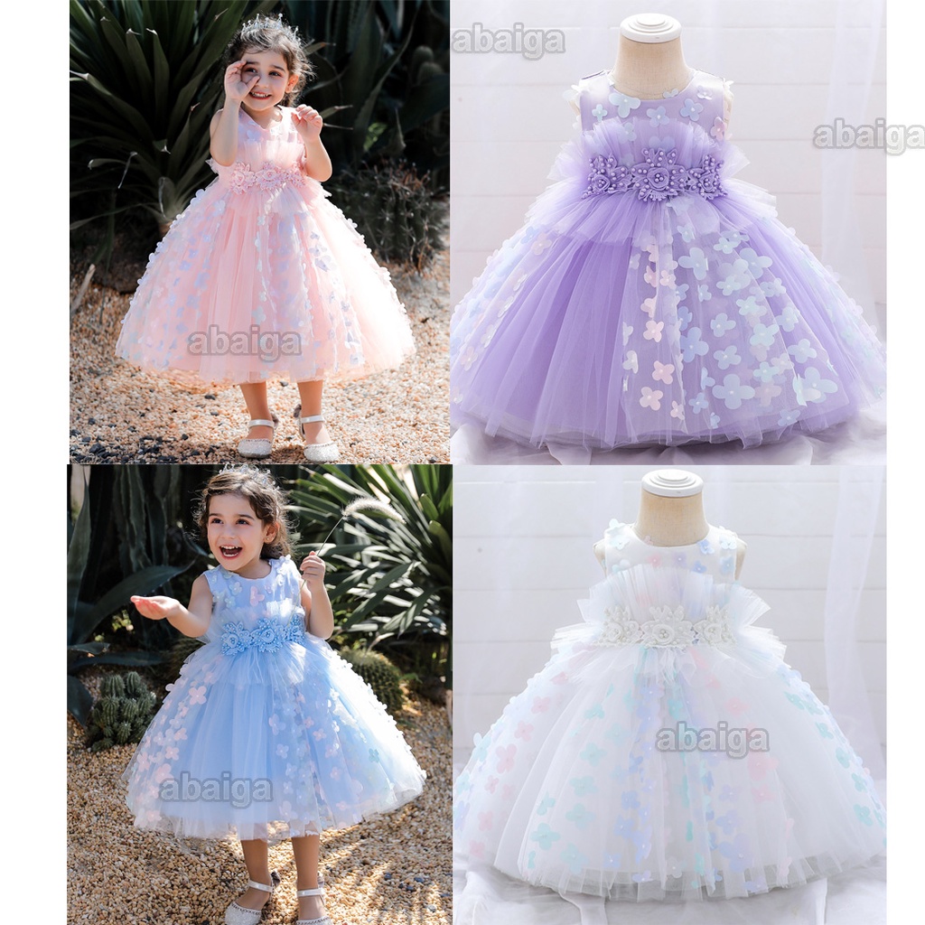 Birthday Floral Dress for Kids 15 Years Old Sleeveless Princess Lace