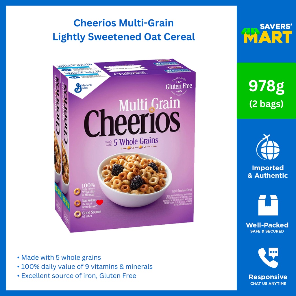 Cheerios Multi Grain, Cinnamon Oat Crunch Cereals (2 Bags) | Shopee ...