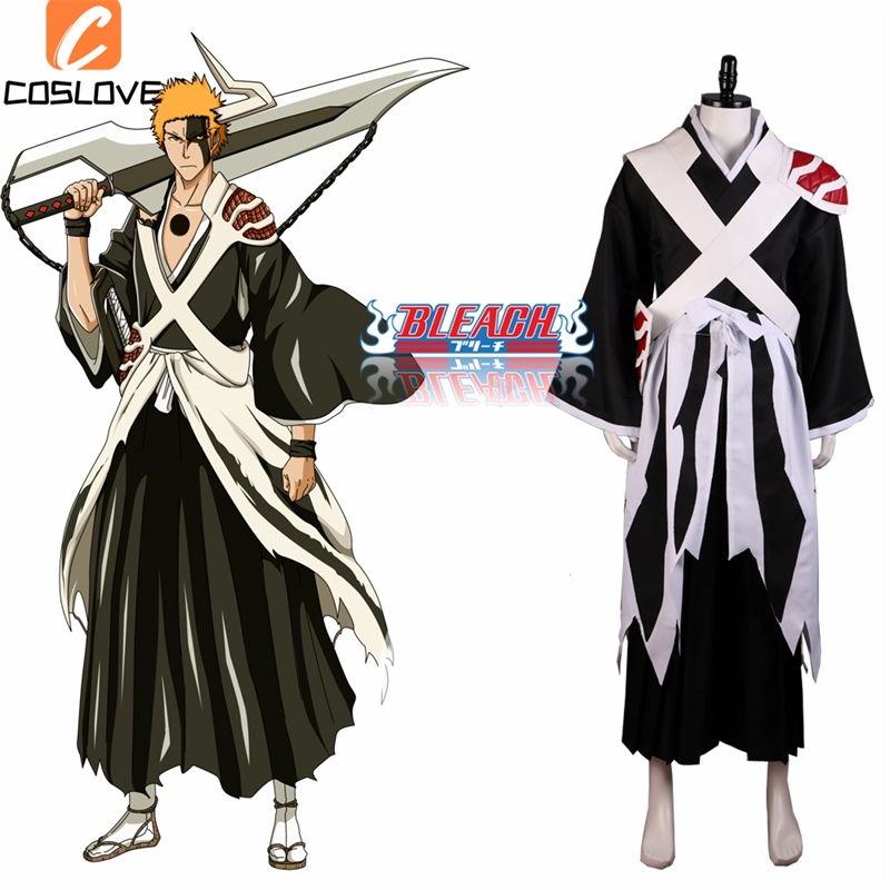 Anime Cos BLEACH Kurosaki Ichigo Cosplay Costumes Outfit Wig Halloween ...