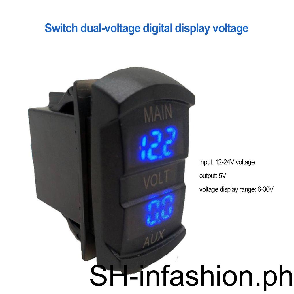 Double Voltmeter Car Voltage Battery Meter ABS Display Indicator 12V