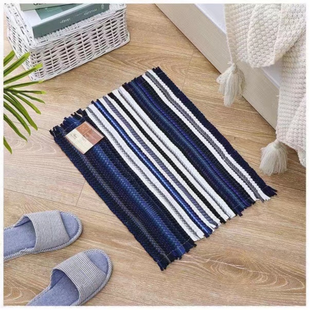 Multicolor Stripes And Checked Cotton Floor Mats Assorted Colors for ...