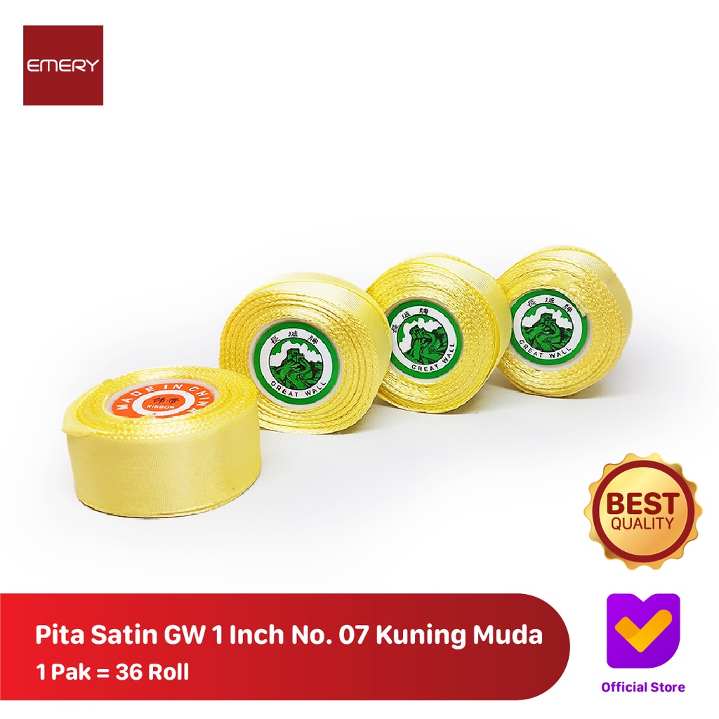 Gw SATIN RIBBON 1 INCH NO. 07 LIGHT YELLOW (1 PACK = 36 ROLL) | Shopee ...