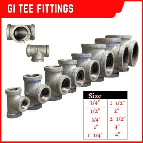 MECH TEE GI FITTINGS GALVANIZED IRON (AVAILABLE 1/4, 1/2, 3/4, 1, 1 - 1 ...