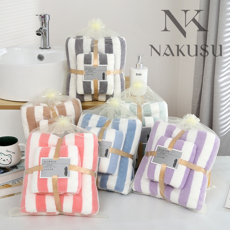 Nakusu 2In1 Classica High Quality Super Soft Microfiber Stripe Bath