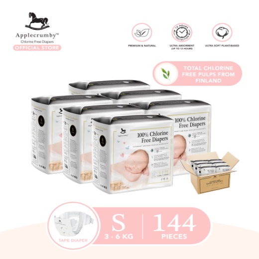 Applecrumby Chlorinefree Small Tape Baby Diapers (36 kg) JUMBO PACK 144pcs Shopee Philippines