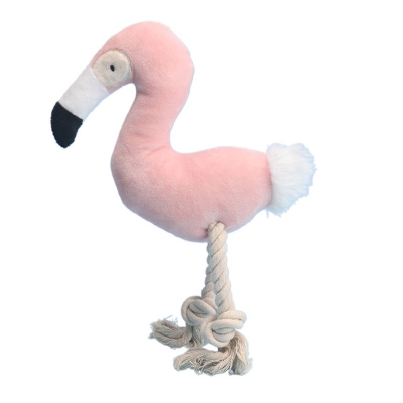 Flamingo Flush Toy with Rope and Sound for cats and dogs Shopee