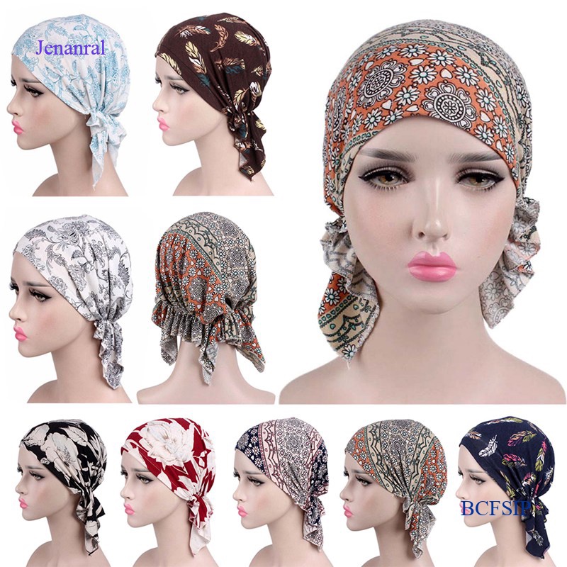 Samserot 3 pezzi cappello chemio turbante berretti pre-legati copricapo bandana per la perdita dei capelli, Aet-1, Etichettalia unica