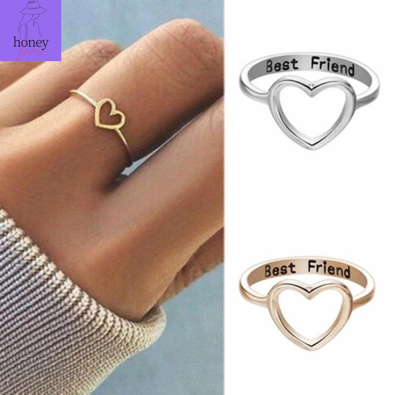Engraved Best Friend Love Hearts Girlfriend Friendship Ring Jewelry HO ...