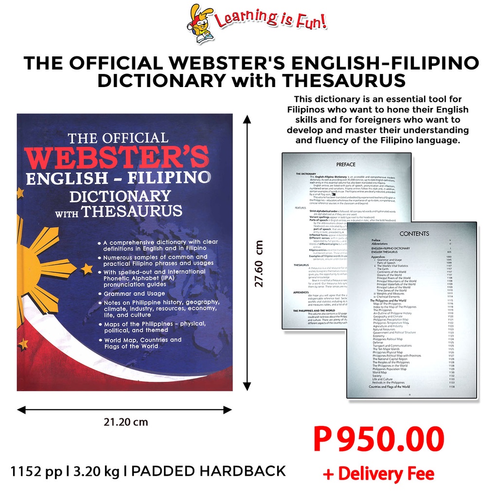 THE OFFICIAL WEBSTER'S ENGLISHFILIPINO DICTIONARY with THESAURUS