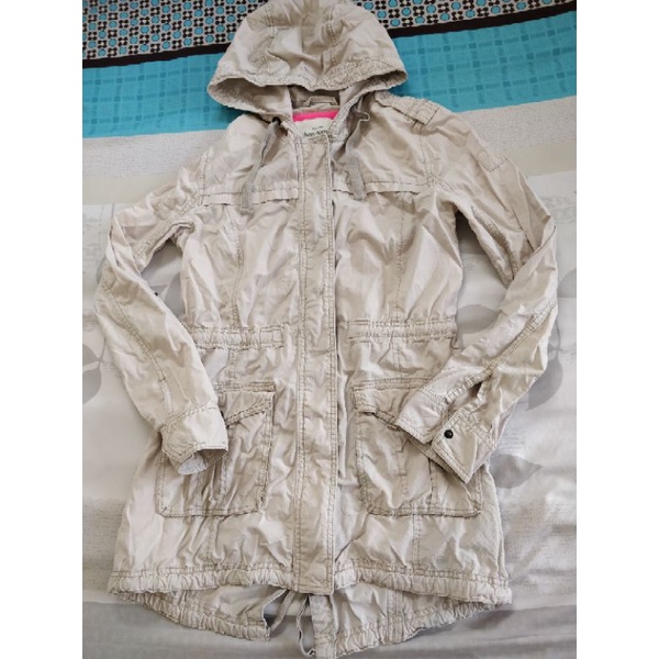 Authentic ABERCROMBIE and FITCH A F Hoodie Coat Jacket Light Oak White Pre Loved from USA not