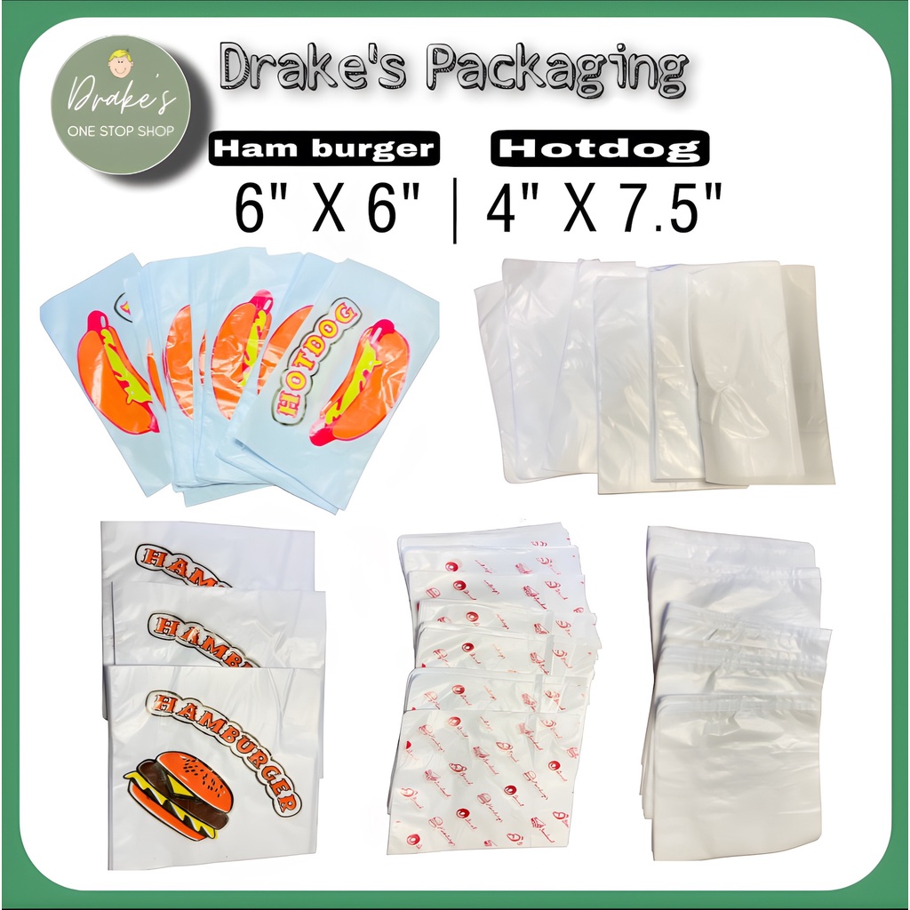[100pcs] Plastic Burger and plastic Hotdog wrapper Sandwich Wrapper