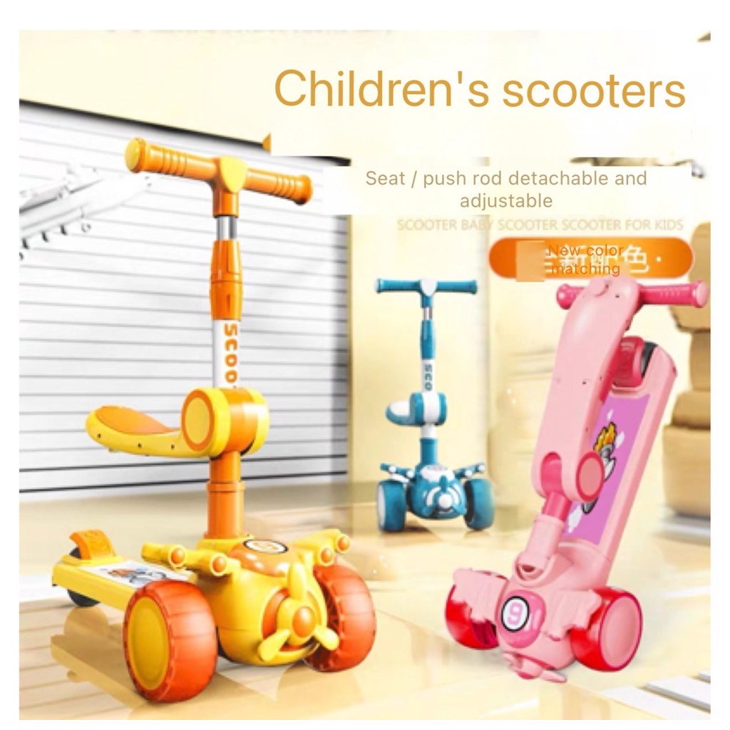 kid's scooters 2-6-8-12 years old Ride on car foldable scooter can sit ...
