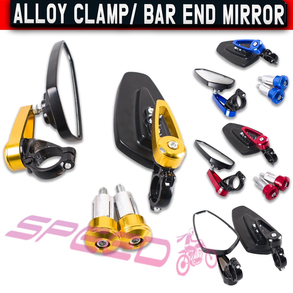 SP Alloy Clamp/ Bar End Mirror Universal Clean Flat Rear View Side