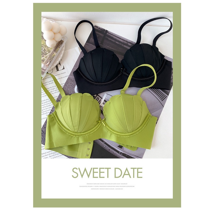 Sexy Fashion Push Up Bras Shell Cups Underwear Women Wire Free Deep V ...