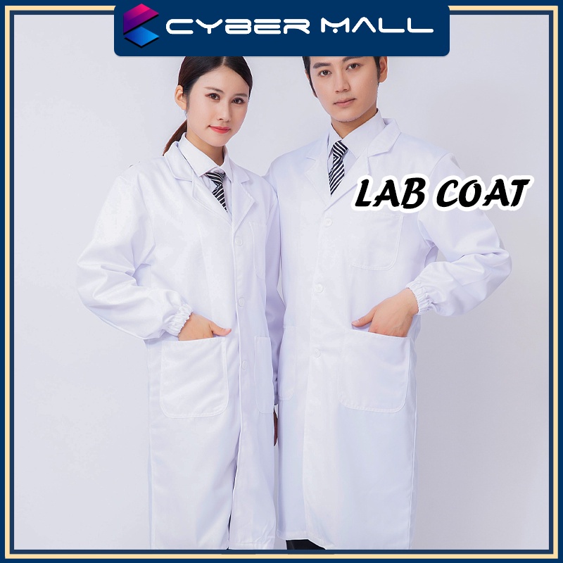 Lab Coat Doctor Long Sleeve Lab Coat White Laboratory Gown Shopee