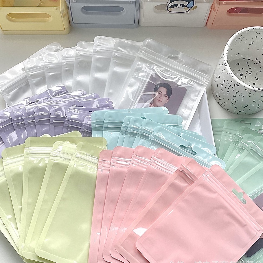 Ohaya Buy 10 get 5 free Macaron Color Ziplock Bag Transparent Flat PVC ...