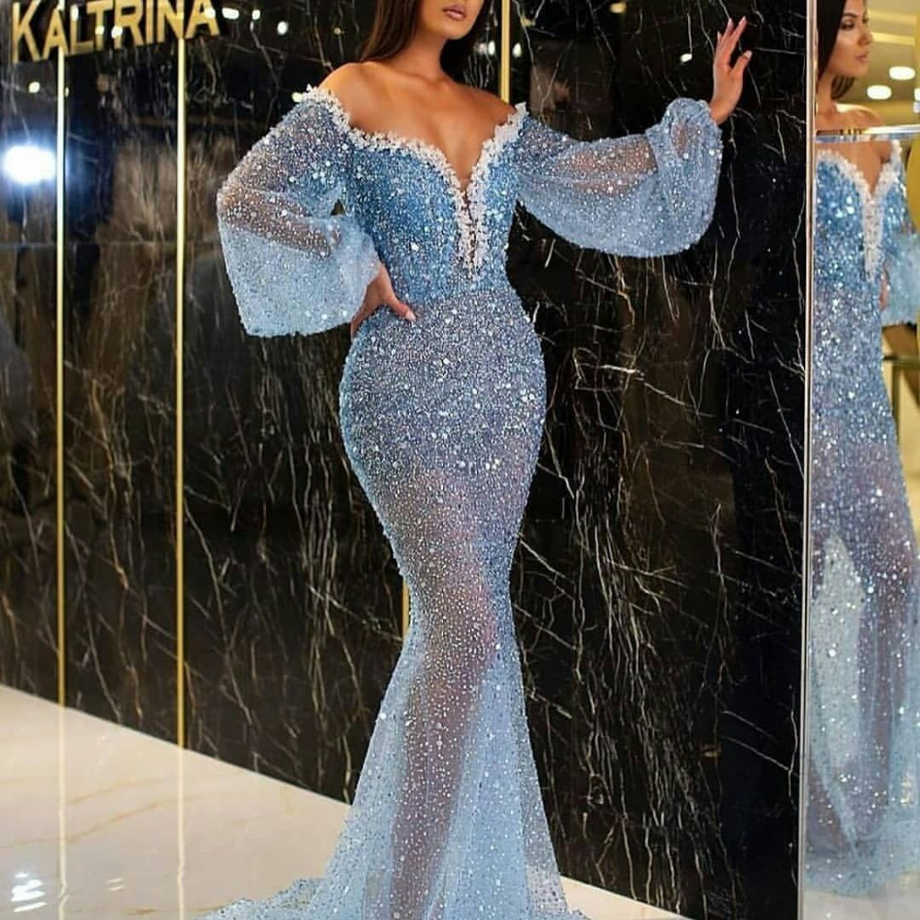 Sexy long best sale sleeve prom dress