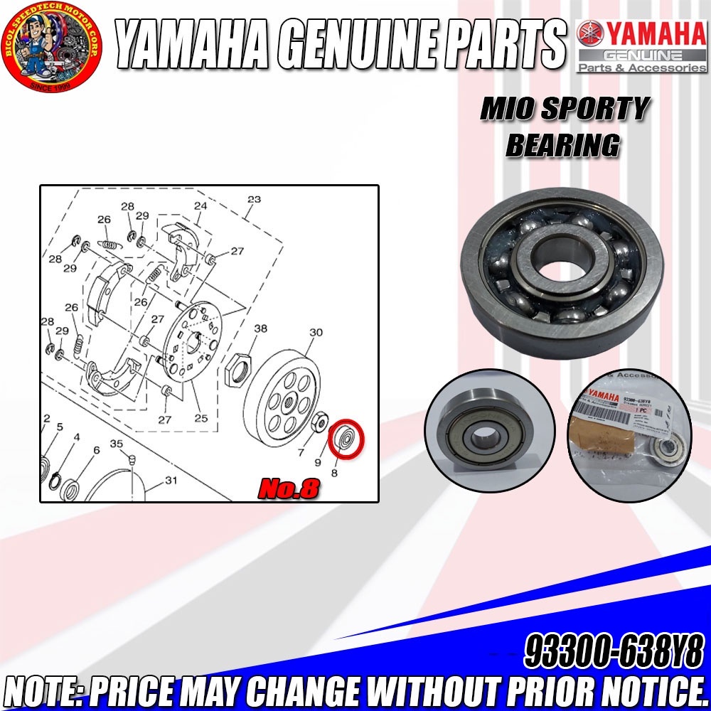 MIO SPORTY BEARING (YGP) (GENUINE 93300638Y8) Shopee Philippines