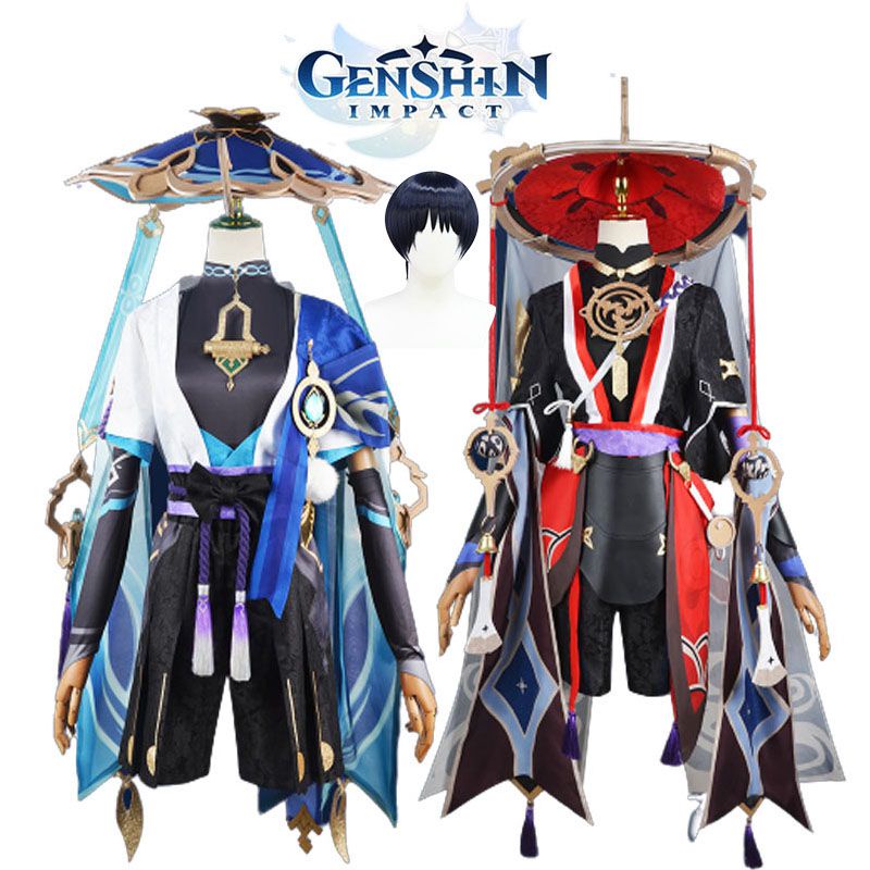 Genshin Impact Kunikuzushi Wanderer Cosplay Costume Wig Hat Wanderer ...