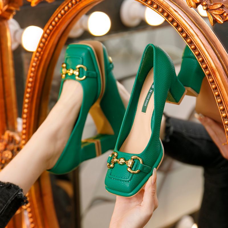 Green leather high heels hotsell