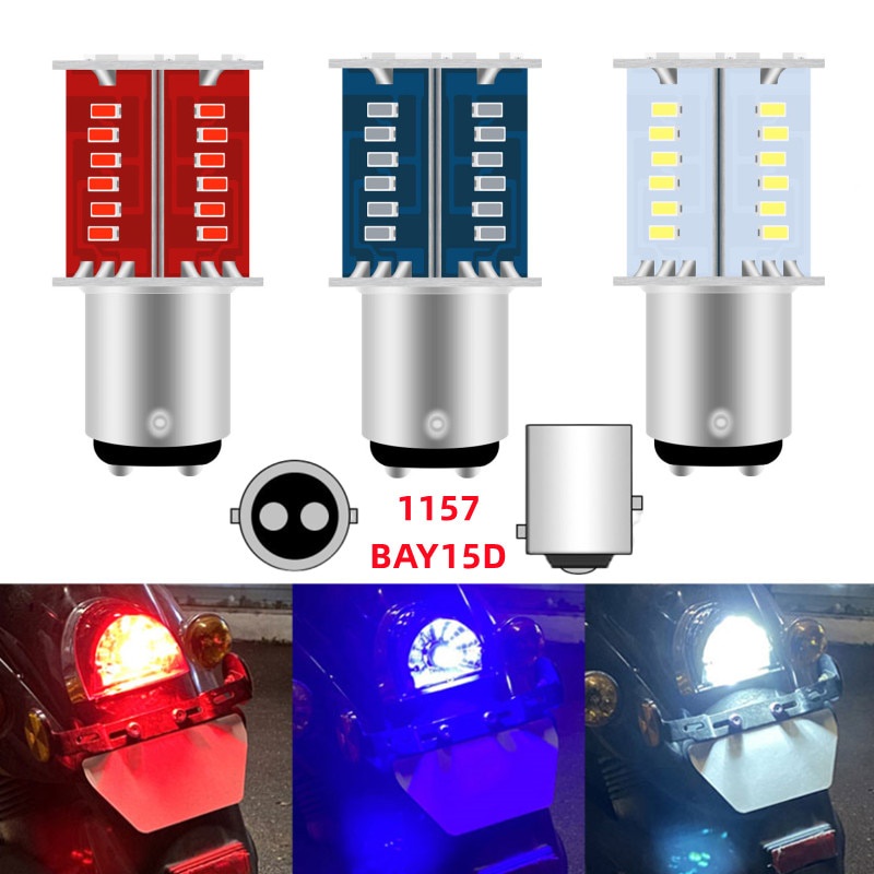 1pcs Motorcycle Tail Light Flash 1157 LED Strobe Signal Blinker Stop Brake  Light BAY15D Bulb Flashing 12V 30SMD Motor