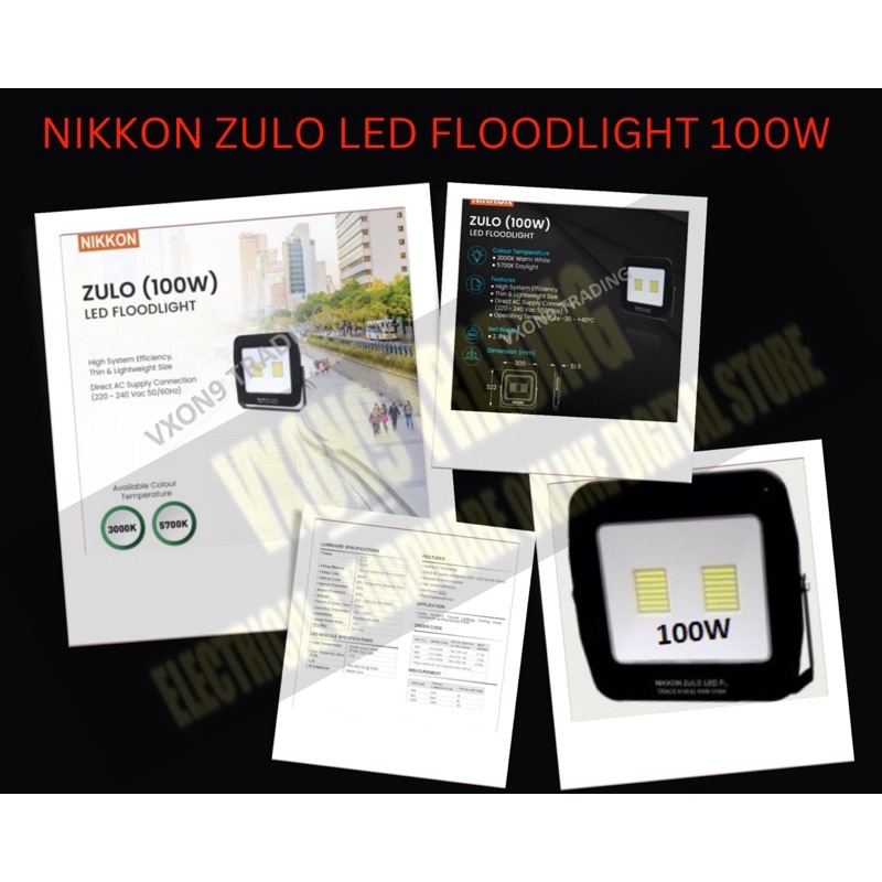 Nikkon Zulo 100W Led Floodlight Spotlight VXON9 Trading Shopee