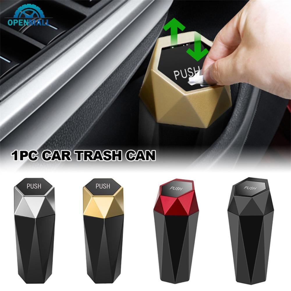 SZEOF Car Trash Can With Lid - 2 Pack, Diamond Design, Leakproof, For Car, Home, Office (Carbon Fiber Look)