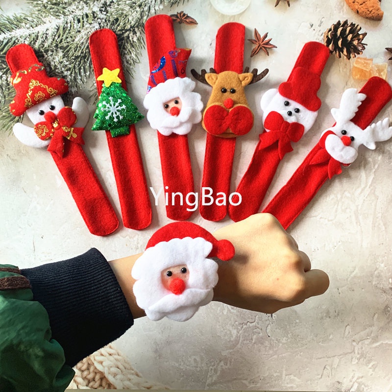 10pcs Merry Christmas Snap Bracelet Wristband Patting Hand Band Santa Snowmen Reindeer Christmas Slap Bracelet For Kids Adult New Year Party Supplies Xmas Gift I.127243391