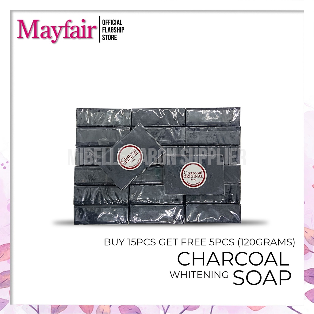 MAYFAIR CHARCOAL ACTIVATED SOAP BAR 120g 15 PCS + FREE 5 PCS WHITENING