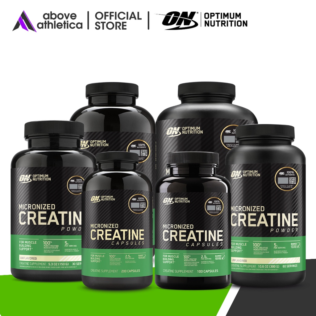 Optimum Nutrition Micronized Creatine Monohydrate 150g 300g 600g Powder 100 200 300 Capsules 