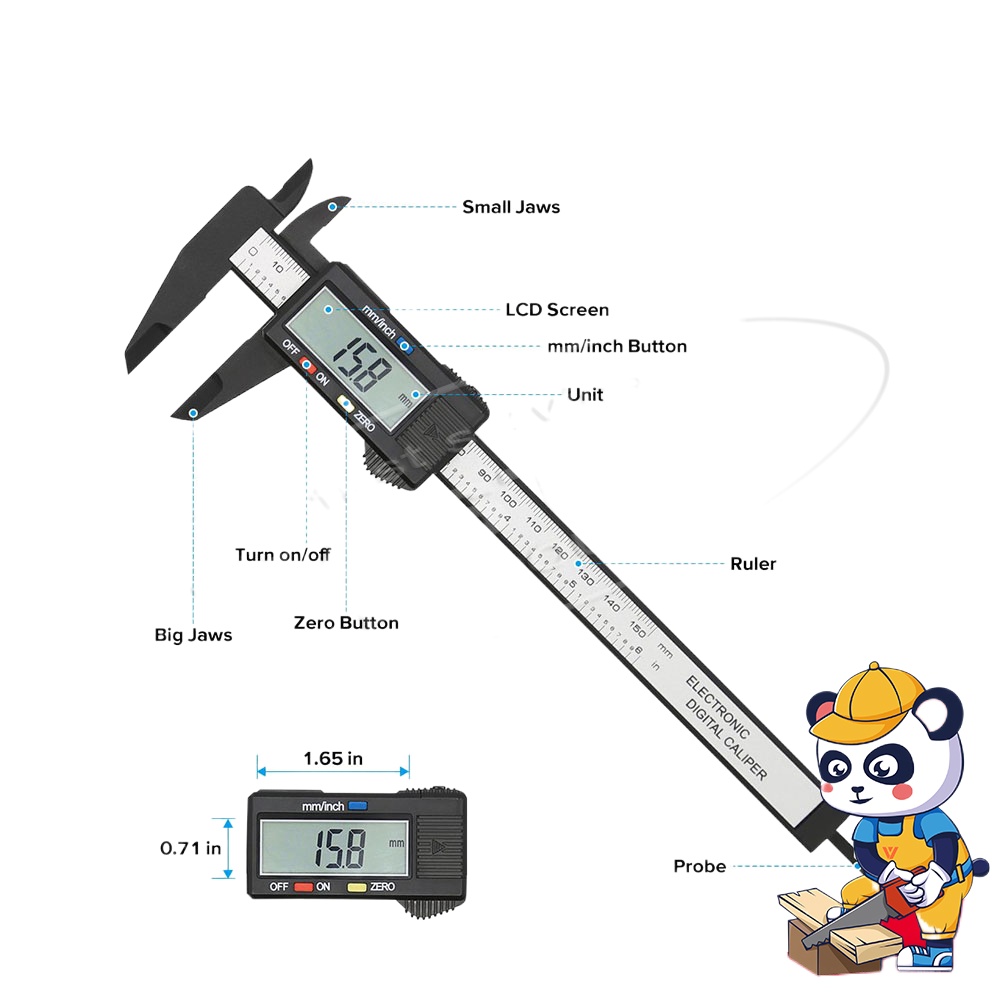 Vastar 1 Pcs 100mm Digital Vernier Caliper Accurate Caliper Carbon