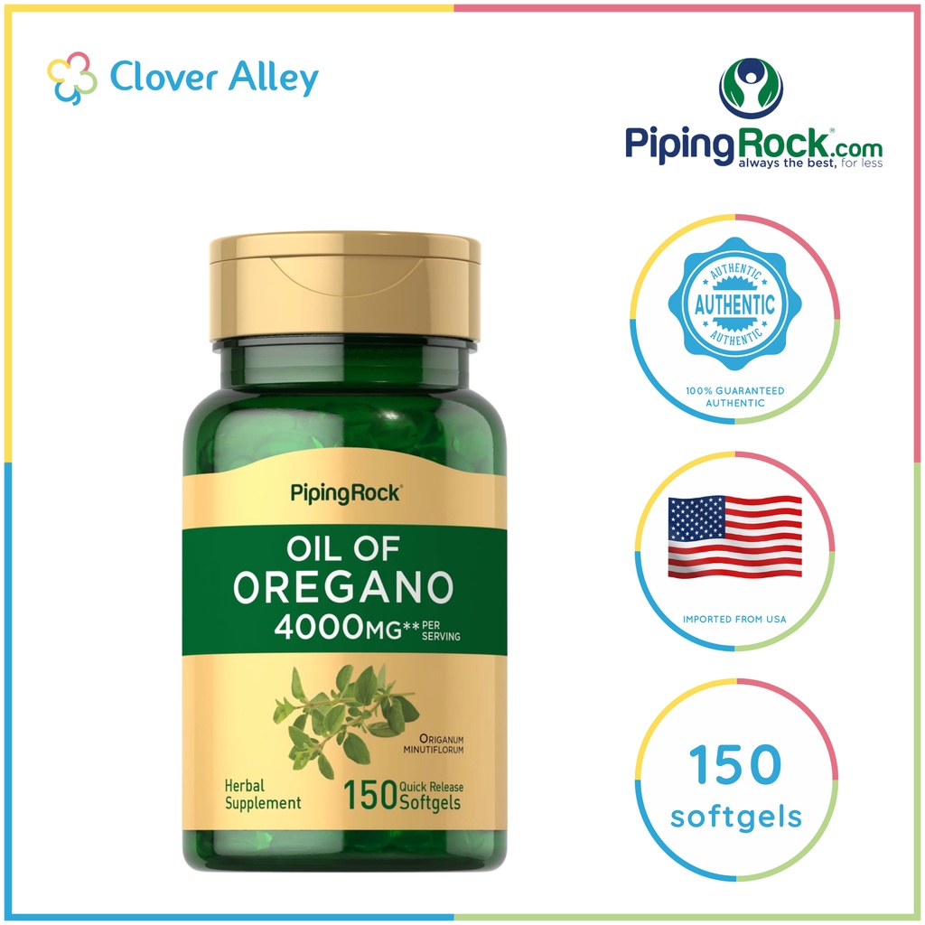 Pipingrock Oregano Oil, 4000mg, 150 softgels(11/2025 expiry) Shopee