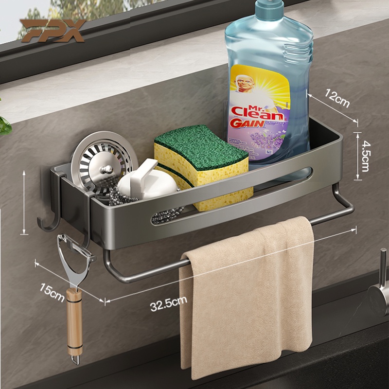 Gray Stainless Steel Corner Shelf Rectangle wall mounted organizer ...