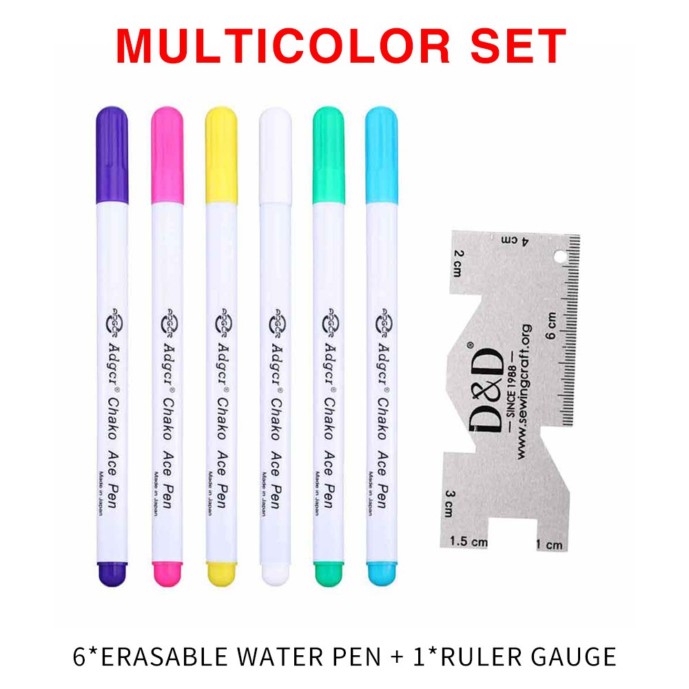 12PCS Water Erasable Fabric Marking Pen Disappearing Ink Fabric Marker  Sewing Air Erasable Water Soluble Ink Pen for Embroidery Cross Stitch