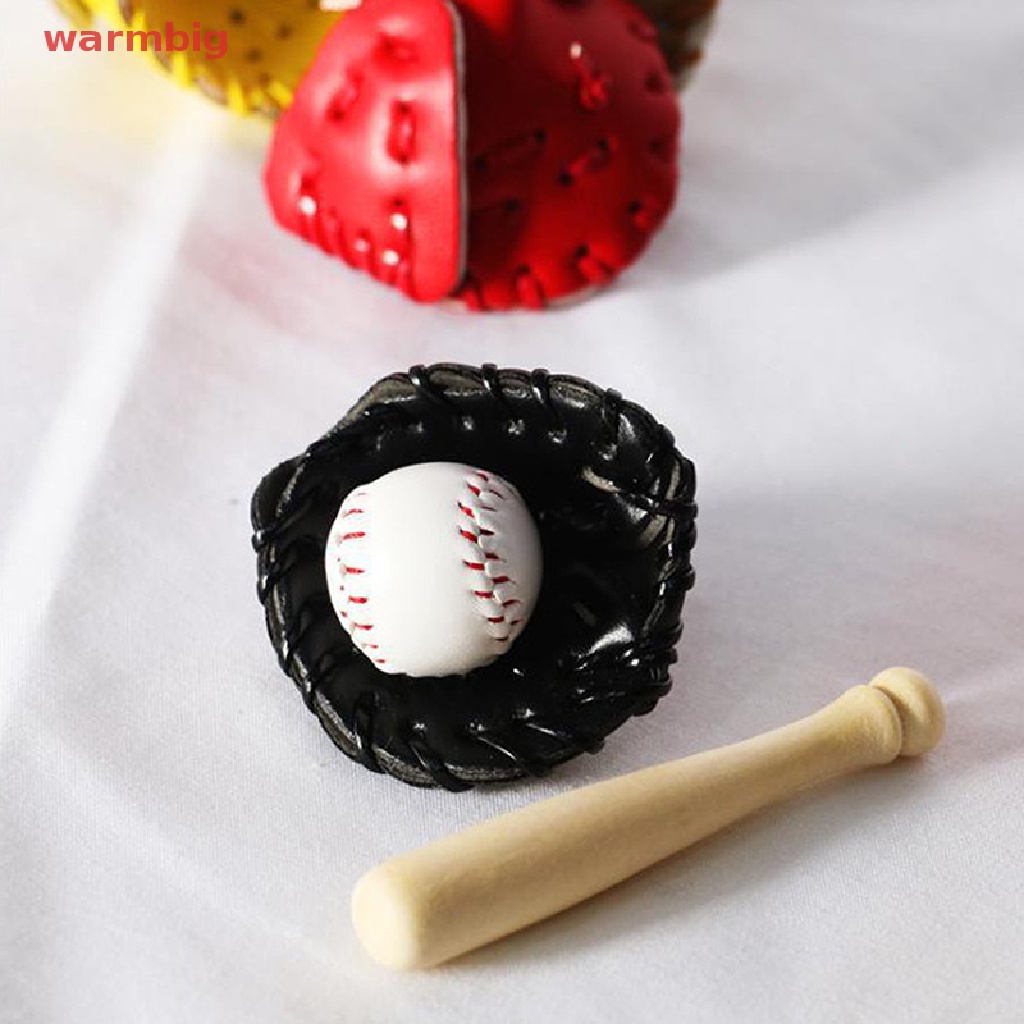 (warmbig) 3Pcs/Set 1/12 Dollhouse Mini Baseball Bat Glove and Ball
