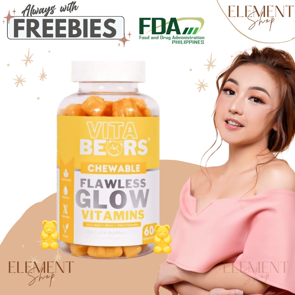 VITA BEARS Flawless Glow Vitamins for Hair Nail Skin Chewable Gummies